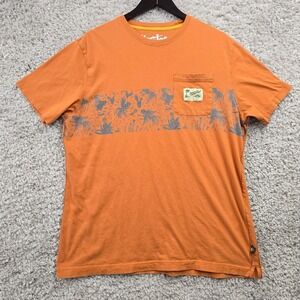 Howler Bros Shirt Mens Large‎ Orange Short Sleeve Pullover Front Pocket Rooster